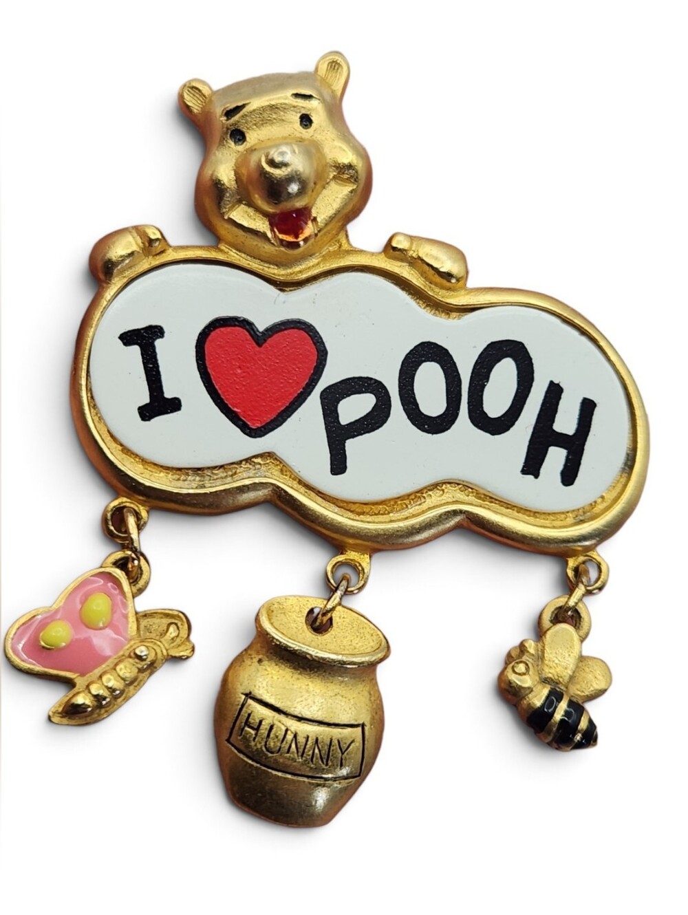 Vintage Disney "I Love Pooh" Brooch with Charms